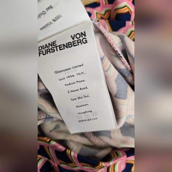 Diane Von Furstenberg DVF Brooklyn Matte Jersey Pants Pink and Navy Geometric - Picture 7 of 9